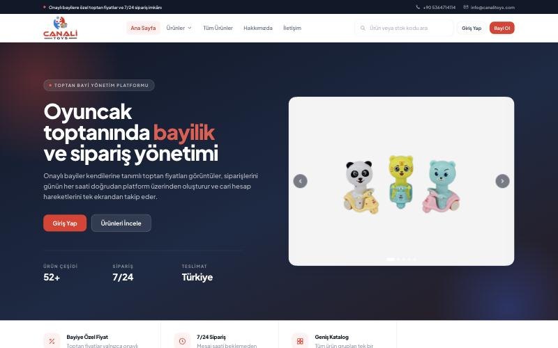 Canali Toys web sitesi ana sayfası